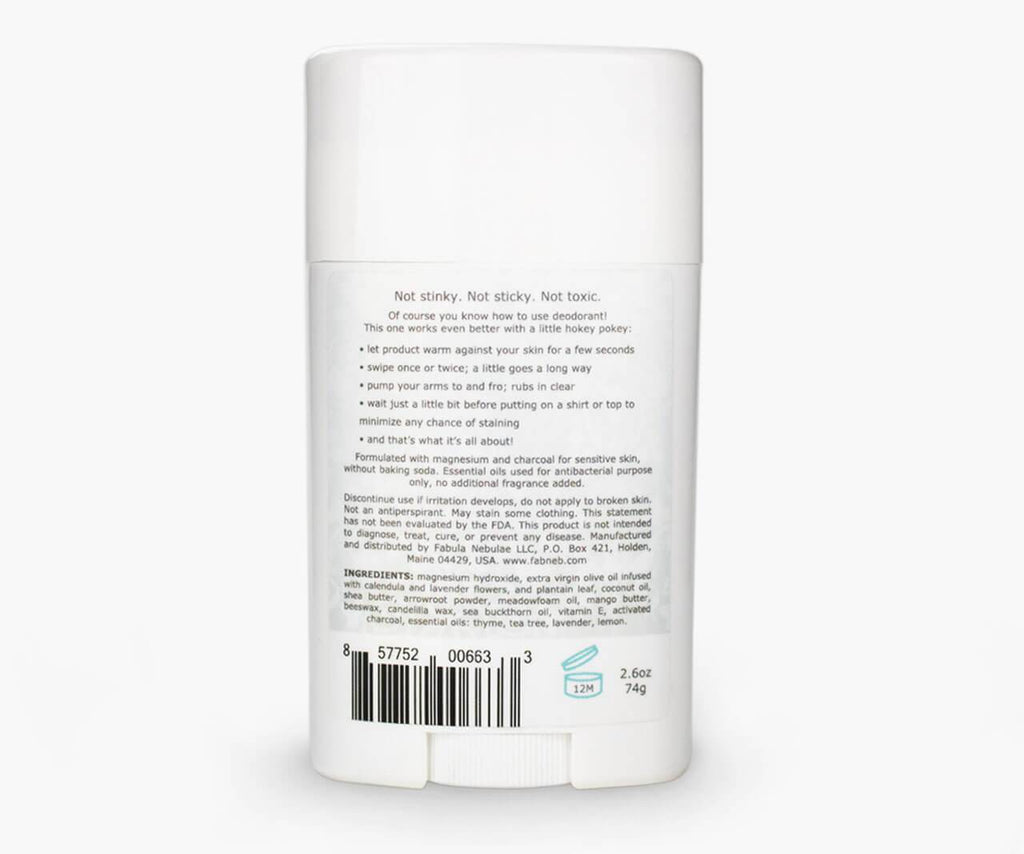 Natural Baking Soda Free Deodorant (unscented magnesium + charcoal)  - Fabula Nebulae